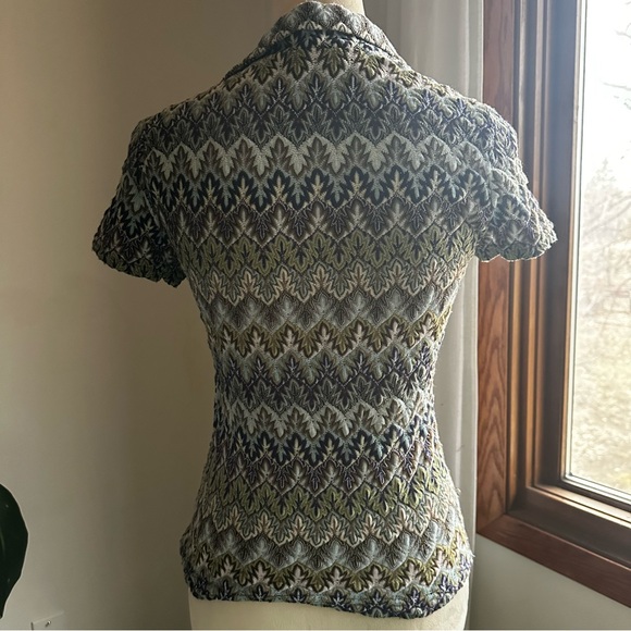 Vintage 90’s Collar V-Neck Jalate Limited Multicolor Women's Acrylic Knit Top M - Picture 14 of 14